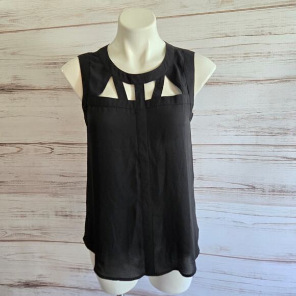 Forever 21 Black Sleeveless Cutout Going Out Blouse sz Small - Picture 1 of 5